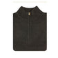 100% SHETLAND RAGG WOOL Half Zip Up Knit JUMPER Pullover Mens Sweater Knitted - Plain Black - 4XL