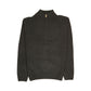 100% SHETLAND RAGG WOOL Half Zip Up Knit JUMPER Pullover Mens Sweater Knitted - Plain Black - 4XL