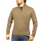 100% SHETLAND RAGG WOOL Half Zip Up Knit JUMPER Pullover Mens Sweater Knitted - Nutmeg - 4XL