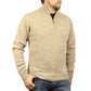 100% SHETLAND RAGG WOOL Half Zip Up Knit JUMPER Pullover Mens Sweater Knitted - Oat Marle - 3XL