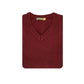 100% Shetland Ragg Wool V Neck Knit Jumper Pullover Mens Sweater Knitted - Burgundy - M