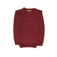 100% Shetland Ragg Wool V Neck Knit Jumper Pullover Mens Sweater Knitted - Burgundy - S