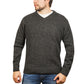 100% Shetland Ragg Wool V Neck Knit Jumper Pullover Mens Sweater Knitted - Charcoal - M