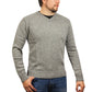 100% Shetland Ragg Wool V Neck Knit Jumper Pullover Mens Sweater Knitted - Grey - XL