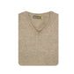 100% Shetland Ragg Wool V Neck Knit Jumper Pullover Mens Sweater Knitted - Oat Marle - L