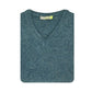 100% Shetland Ragg Wool V Neck Knit Jumper Pullover Mens Sweater Knitted - Sherwood - L