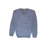 100% Shetland Ragg Wool V Neck Knit Jumper Pullover Mens Sweater Knitted - Sky - L