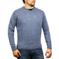 100% Shetland Ragg Wool V Neck Knit Jumper Pullover Mens Sweater Knitted - Sky - M