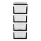 MEGA 4 Tier Drawer Storage Shelf Unit Organiser Plastic Level Office Cabinet in Black/White