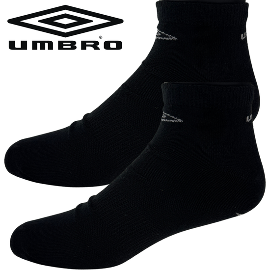 Umbro Mens Trainer Ankle Socks - Black - 1 Pack of 3 Pairs - EU 43-46