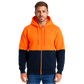 HI VIS Jumper Full Zip Hoodie Safety Workwear Fleecy Fleece Jacket Hooded in Orange/Navy - 2XL