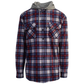 Mens Cotton Flannelette Shirt w Jersey Hood Long Sleeve Flannel - Navy - M