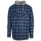Mens Cotton Flannelette Shirt w Jersey Hood Long Sleeve Flannel - Turquoise - M