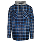 Mens Cotton Flannelette Shirt w Jersey Hood Long Sleeve Flannel - Turquoise - M