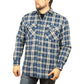 Jacksmith Quilted Flannelette Shirt Mens Jacket 100% Cotton Padded Warm Winter Flannel - Navy/Light Blue - 3XL