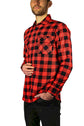 Jacksmith Quilted Flannelette Shirt Mens Jacket 100% Cotton Padded Warm Winter Flannel - Red/Black - 3XL