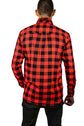 Jacksmith Quilted Flannelette Shirt Mens Jacket 100% Cotton Padded Warm Winter Flannel - Red/Black - 3XL