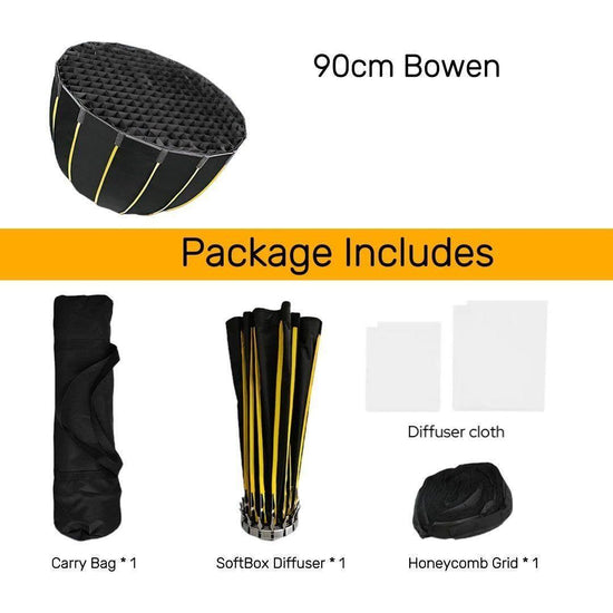 Hridz BM-H90 90cm Bowens Parabolic Softbox with Honeycomb grid