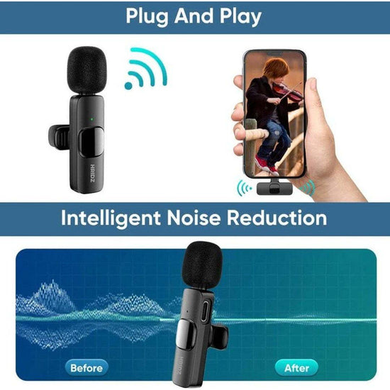 Hridz K9 Wireless Rechargeable 2 in 1 Lightning Microphone For Lightning Port Devices Recording Interview