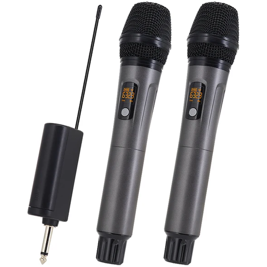 Hridz rechargeable UHF dual channel wireless microphone system for performances