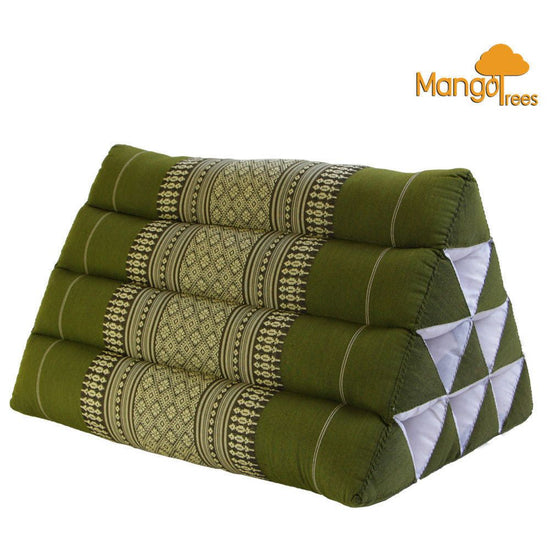 Thai Triangle Pillow Backrest Cushion Kapok Filled Green