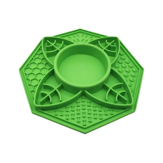 Flower Mandala Slow Feeder Lick Mat Bowl - Green