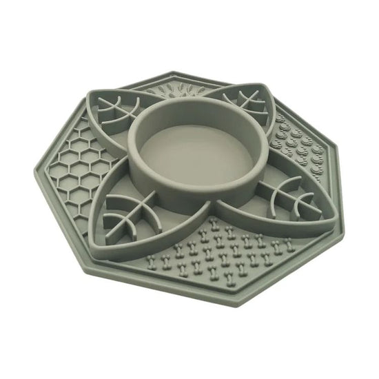 Flower Mandala Slow Feeder Lick Mat Bowl - Sage