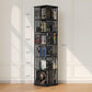 360 Rotating Bookshelf Bamboo Storage Display Rack Shelving in Black
