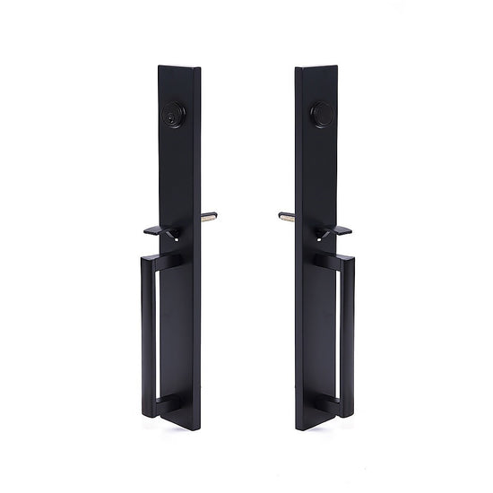 Matte Black Double Door Handle Set Dummy Front Entry Deadbolt Lock