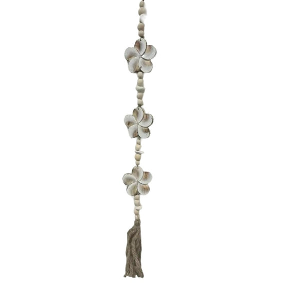 White Flowers W Beads + Tassel Mobile 90cm