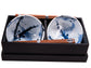 Bowl Set 2pcs with Chopsticks Blue White Splash Design