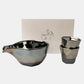 Sake Set Faceted Ink Glaze