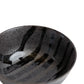 Udon Bowl Fluted 17cm Gloss Black Stripes On Gunmetal Glaze