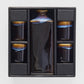 Sake Set 5pcs Tenmokku With Bright Blue Glaze