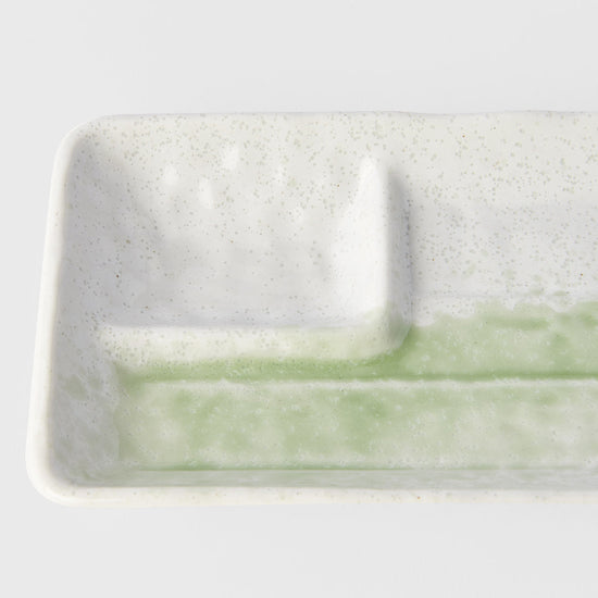 Dumpling Plate 33cm Green Brushstroke