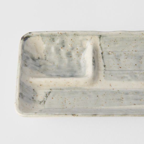 Dumpling Plate 33cm Sumi Brushstroke Glaze
