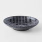 Pasta Bowl Flat 23cm Gloss Black Stripes On Gunmetal Black Glaze