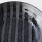 Pasta Bowl Flat 23cm Gloss Black Stripes On Gunmetal Black Glaze
