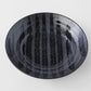 Pasta Bowl Flat 23cm Gloss Black Stripes On Gunmetal Black Glaze