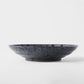 Pasta Bowl Flat 23cm Gloss Black Stripes On Gunmetal Black Glaze
