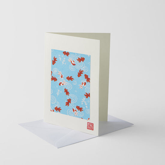 Card Handmade Chiyogami Goldfish Greeting