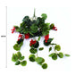 Artificial Geranium Hanging Bush with Red Flowers 60cm