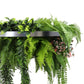 Silver Framed Roof Hanging Disc with Draping Life-Like Plants UV Resistant 60cm