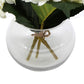 Premium Faux Hydrangea with Glass Vase (Artificial Flowering White Hydrangea) 23cm
