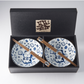 Bowl Set 2pcs with Chopsticks Maneki Cat Blue Design