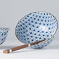 Bowl Set 2pcs with Chopsticks Starburst Blue Design