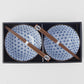 Bowl Set 2pcs with Chopsticks Starburst Blue Design