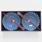 Bowl Set 2pcs with Chopsticks White Blue Teardrops Design