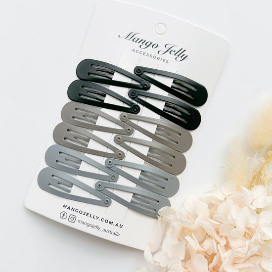 Essential Snap Hair clips - Black - 12 Pieces