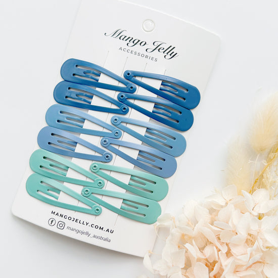 Essential Snap Hair clips - Blue - 6 Pieces